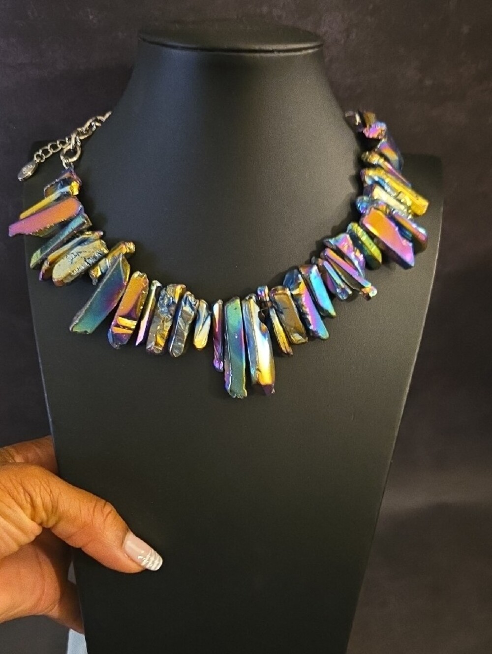 ZI COLLECTION Multicolor Titanium Crystal Statement Necklace and Earrings Set